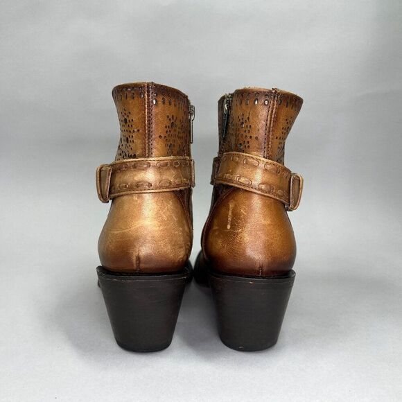 J.B. Dillon Women's Size 6.5 Brown Leather Western Ankle Boots - Picture 5 of 11